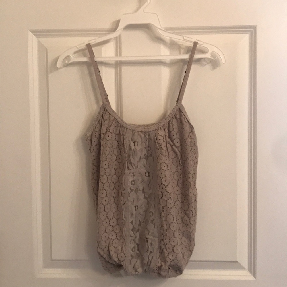 Light gray lace spaghetti strap top